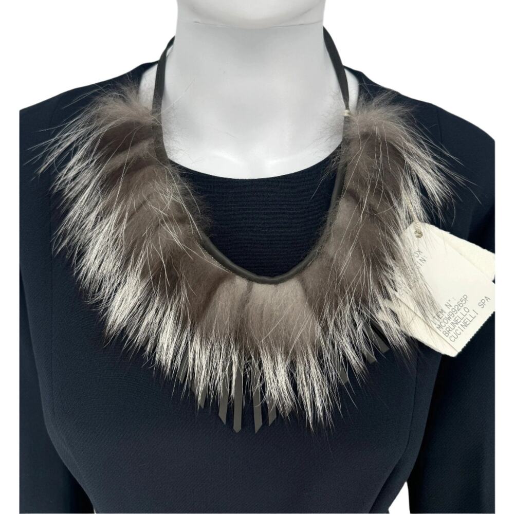 Brunello Cucinelli Fox Fur & Leather Necklace
